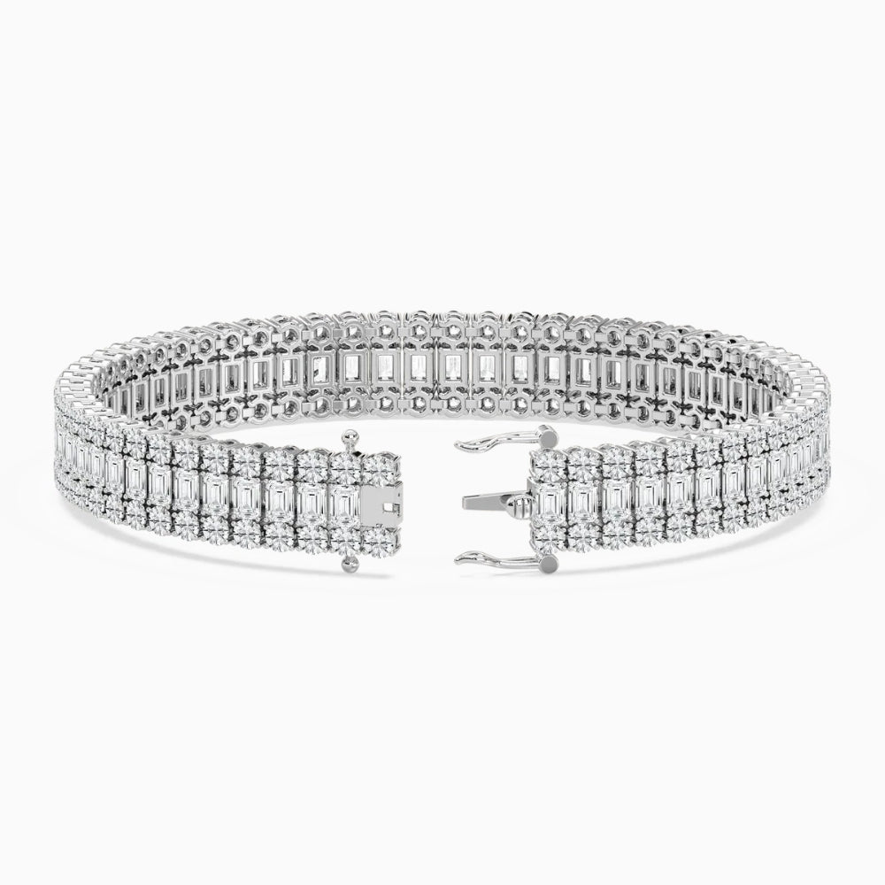 Dylan Emerald And Round Diamond Concentric Tennis Bracelet