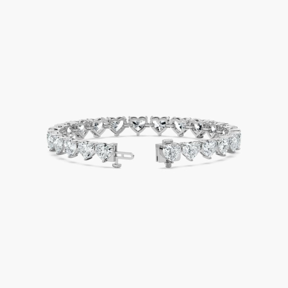 Navy 24 Carat Heart Shaped Lab Grown Diamonds Tennis Bracelet