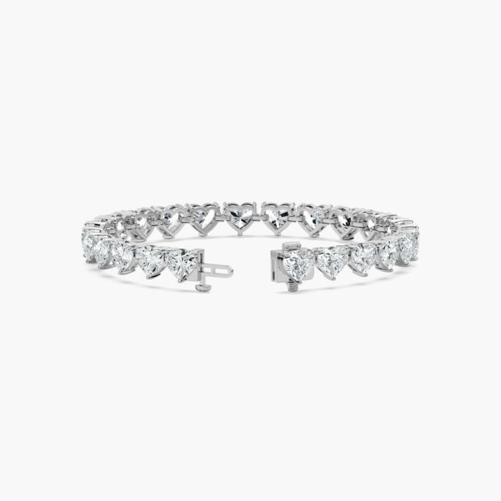 Navy 24 Carat Heart Shaped Lab Grown Diamonds Tennis Bracelet