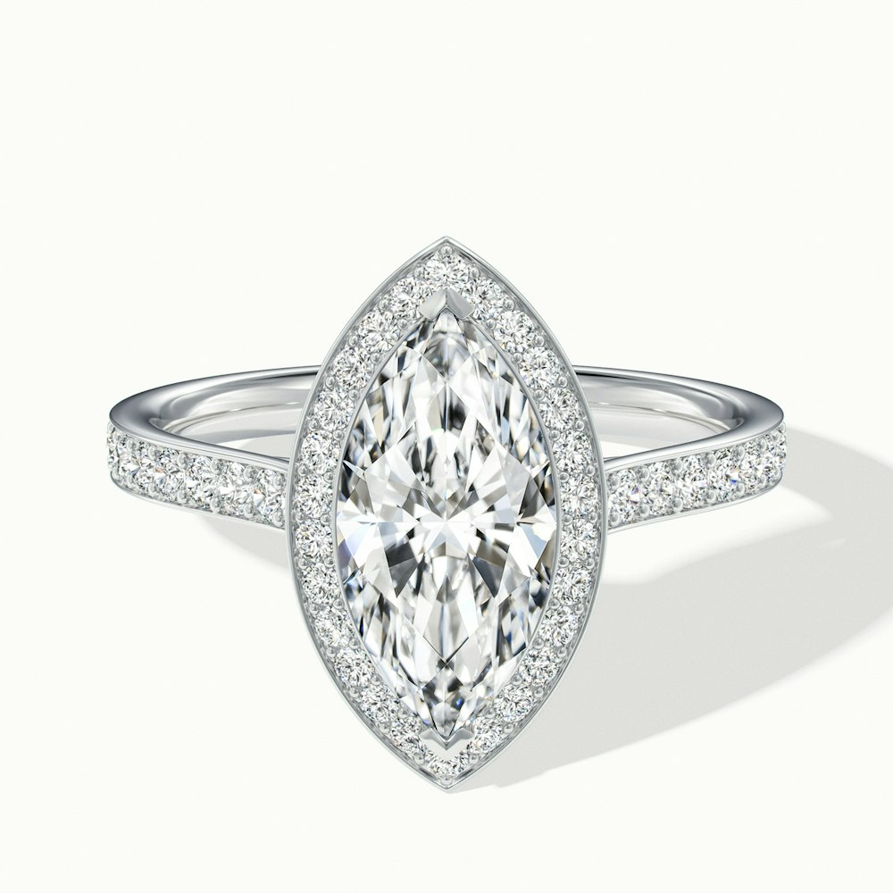 Lara 4.5 Carat Marquise Halo Pave Lab Grown Diamond Ring in 10k White Gold