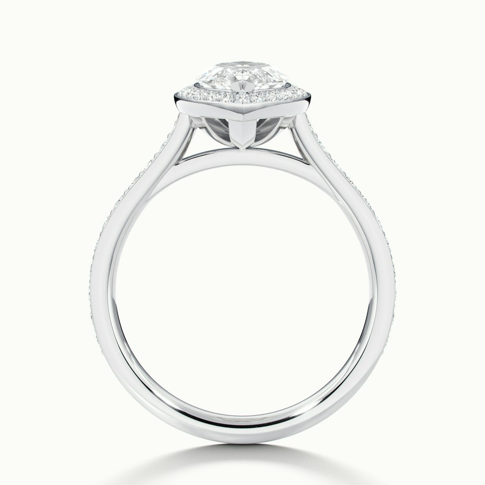 Ila 3.5 Carat Marquise Halo Pave Moissanite Engagement Ring in 14k White Gold