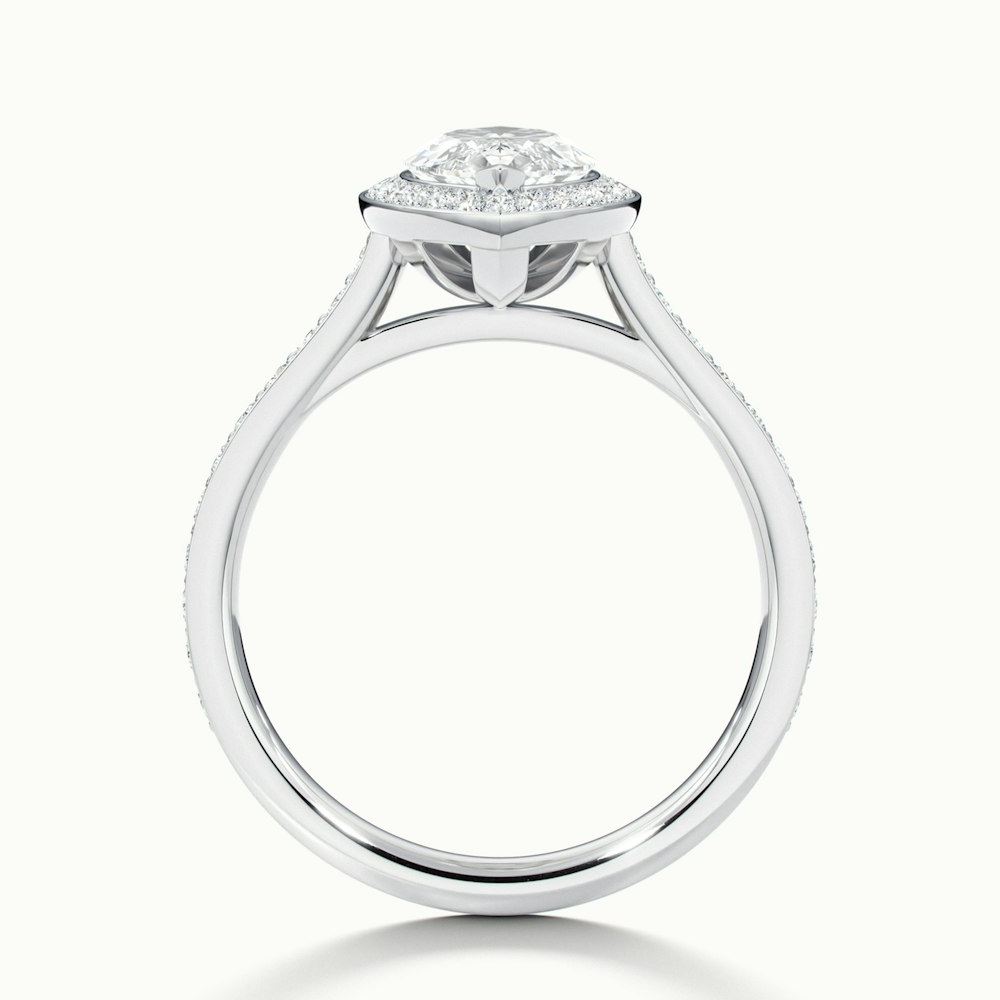 Ila 2 Carat Marquise Halo Pave Moissanite Engagement Ring in 10k White Gold