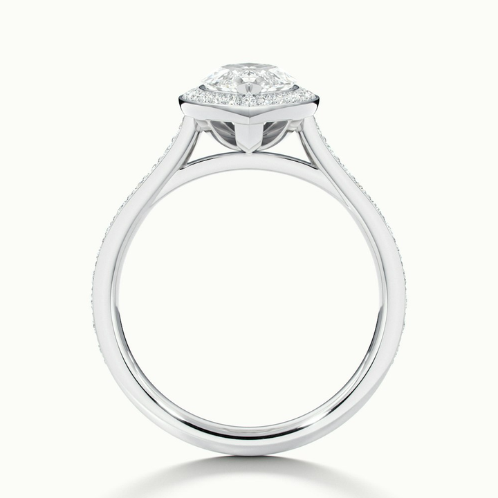 Ila 2 Carat Marquise Halo Pave Moissanite Engagement Ring in 18k White Gold
