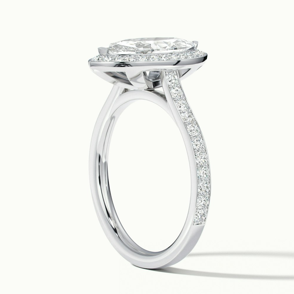 Ila 5.5 Carat Marquise Halo Pave Moissanite Engagement Ring in Platinum