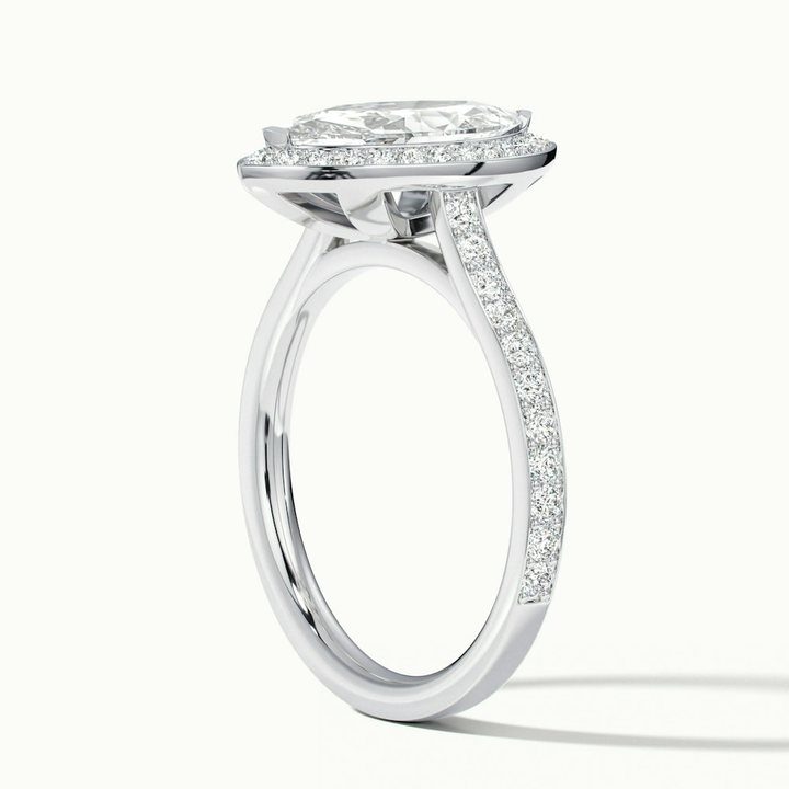 Lara 4.5 Carat Marquise Halo Pave Lab Grown Diamond Ring in 10k White Gold