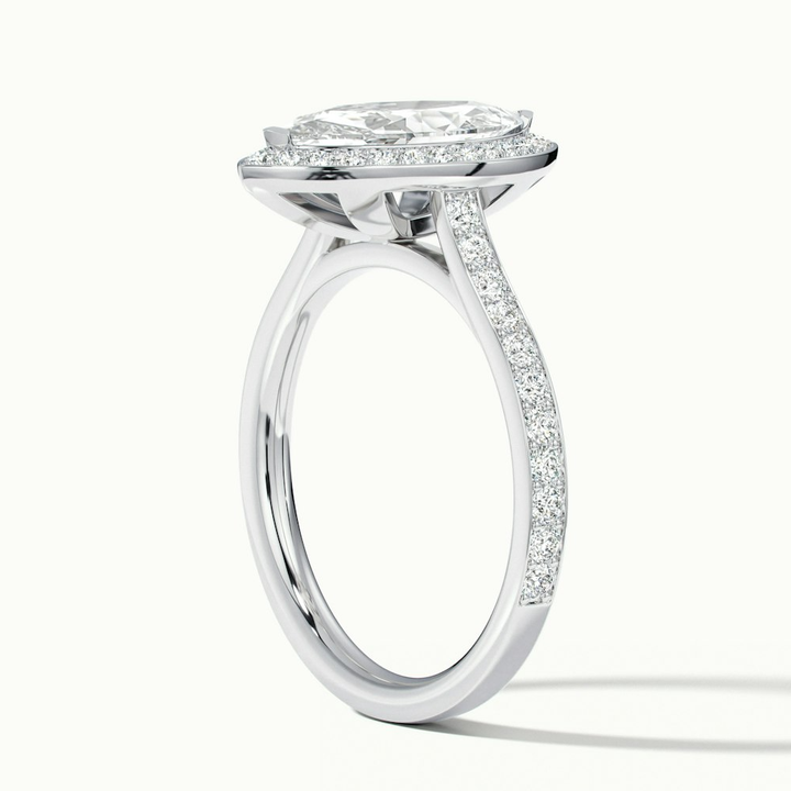 Ila 5 Carat Marquise Halo Pave Moissanite Engagement Ring in 10k White Gold