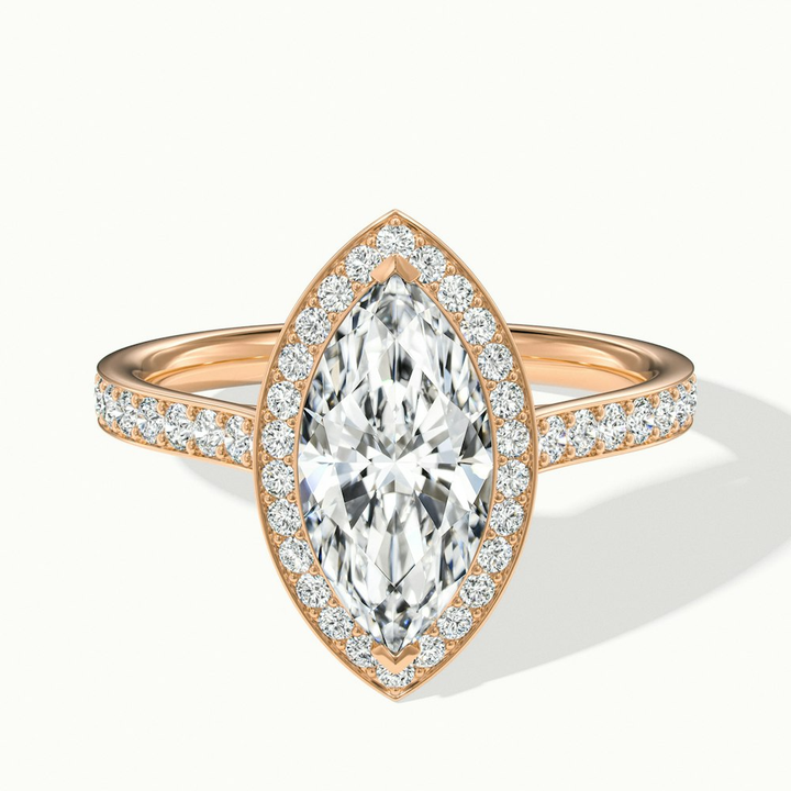 Ila 2 Carat Marquise Halo Pave Moissanite Engagement Ring in 14k Rose Gold