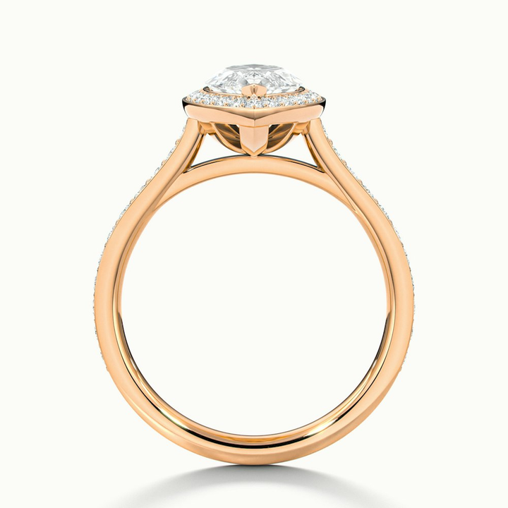 Ila 1.5 Carat Marquise Halo Pave Moissanite Engagement Ring in 10k Rose Gold
