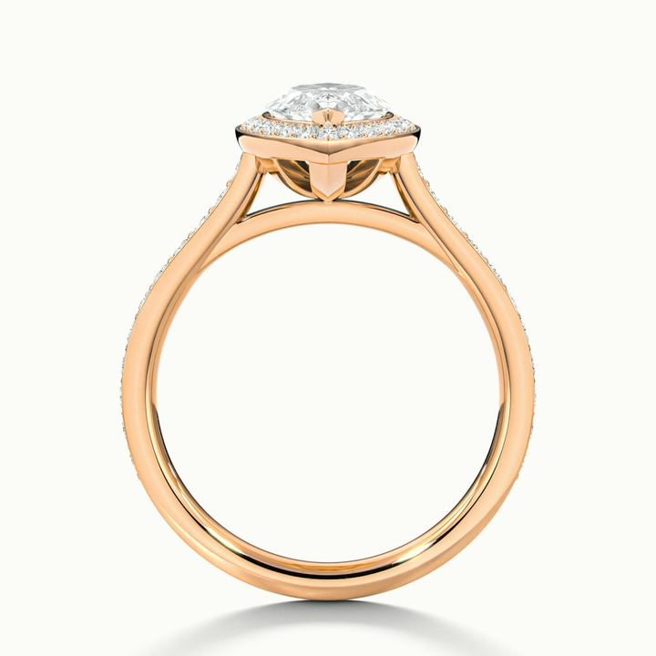 Lara 2.5 Carat Marquise Halo Pave Lab Grown Diamond Ring in 10k Rose Gold