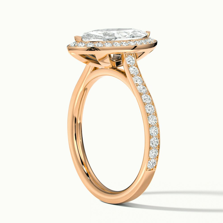 Ila 5.5 Carat Marquise Halo Pave Moissanite Engagement Ring in 18k Rose Gold