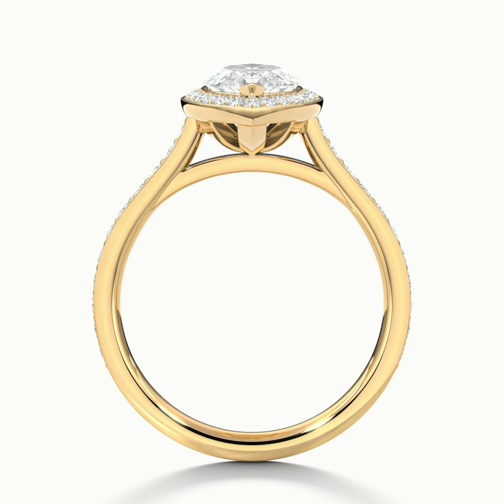 Lara 4 Carat Marquise Halo Pave Lab Grown Diamond Ring in 14k Yellow Gold