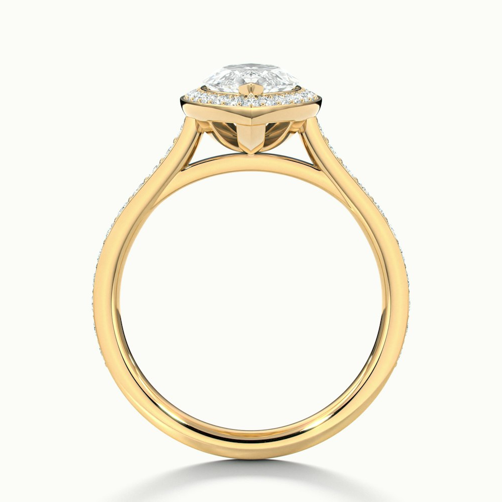 Ila 1.5 Carat Marquise Halo Pave Moissanite Engagement Ring in 10k Yellow Gold