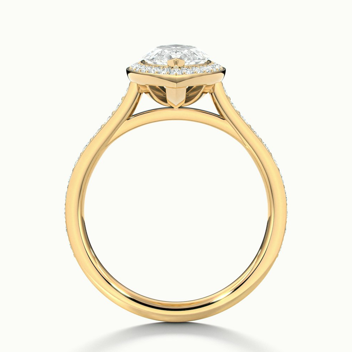 Ila 2 Carat Marquise Halo Pave Moissanite Engagement Ring in 10k Yellow Gold