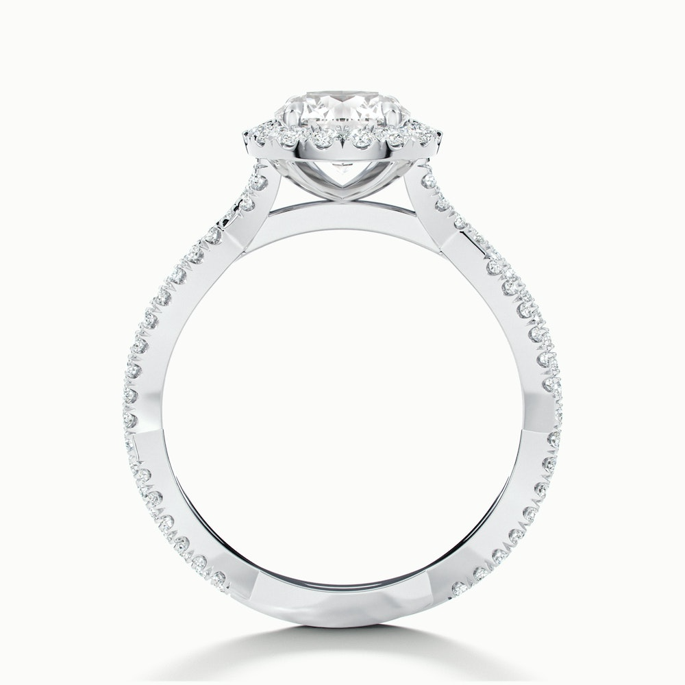 Riva 4.5 Carat Round Cut Halo Twisted Pave Moissanite Engagement Ring in 18k White Gold