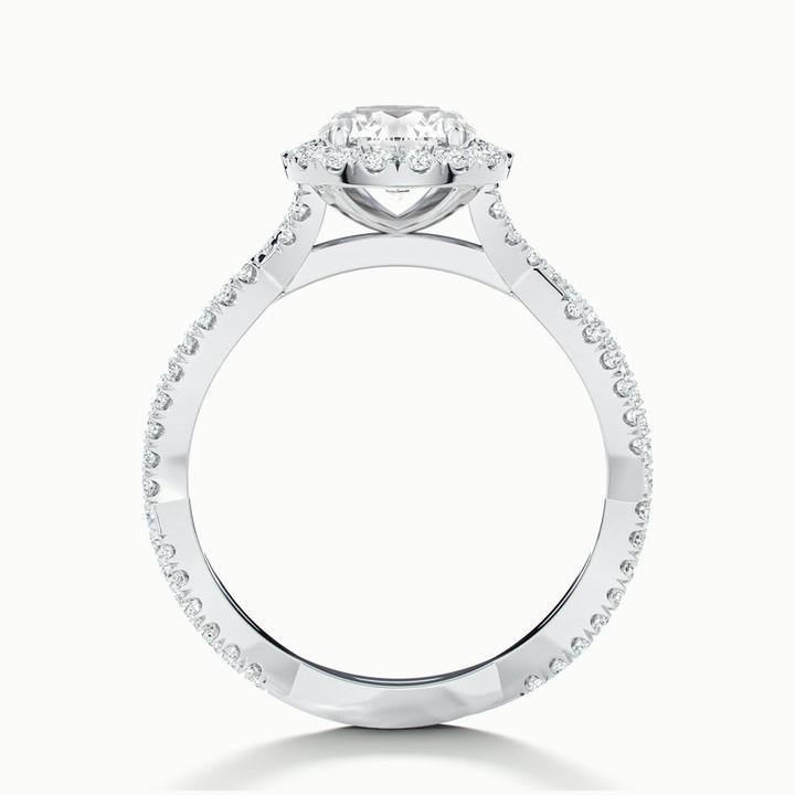 Beth 6 Carat Round Cut Halo Twisted Pave Moissanite Engagement Ring in 18k White Gold