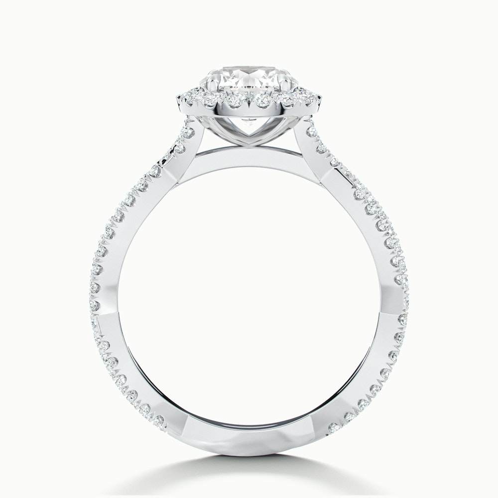 Riva 2 Carat Round Cut Halo Twisted Pave Moissanite Engagement Ring in 18k White Gold