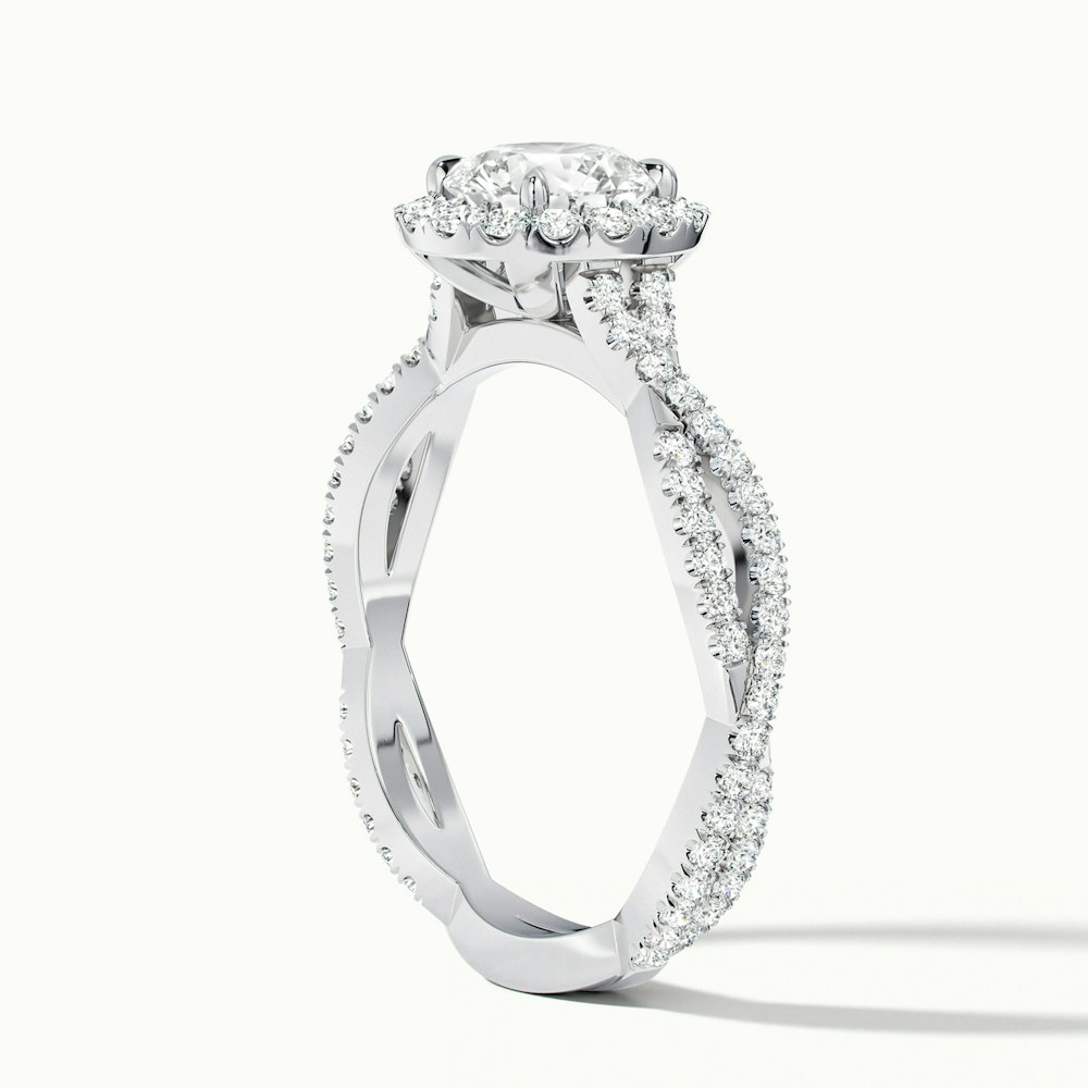 Beth 6 Carat Round Cut Halo Twisted Pave Moissanite Engagement Ring in Platinum