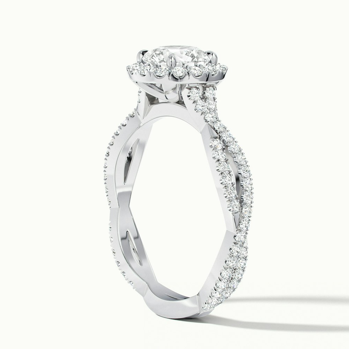 Lilly 3.5 Carat Round Cut Halo Twisted Pave Lab Grown Diamond Ring in 10k White Gold