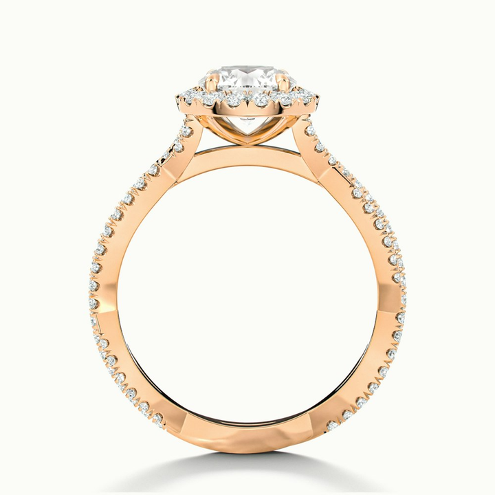 Riva 1 Carat Round Cut Halo Twisted Pave Moissanite Engagement Ring in 10k Rose Gold