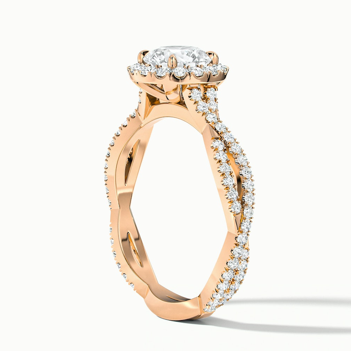 Riva 1 Carat Round Cut Halo Twisted Pave Moissanite Engagement Ring in 10k Rose Gold