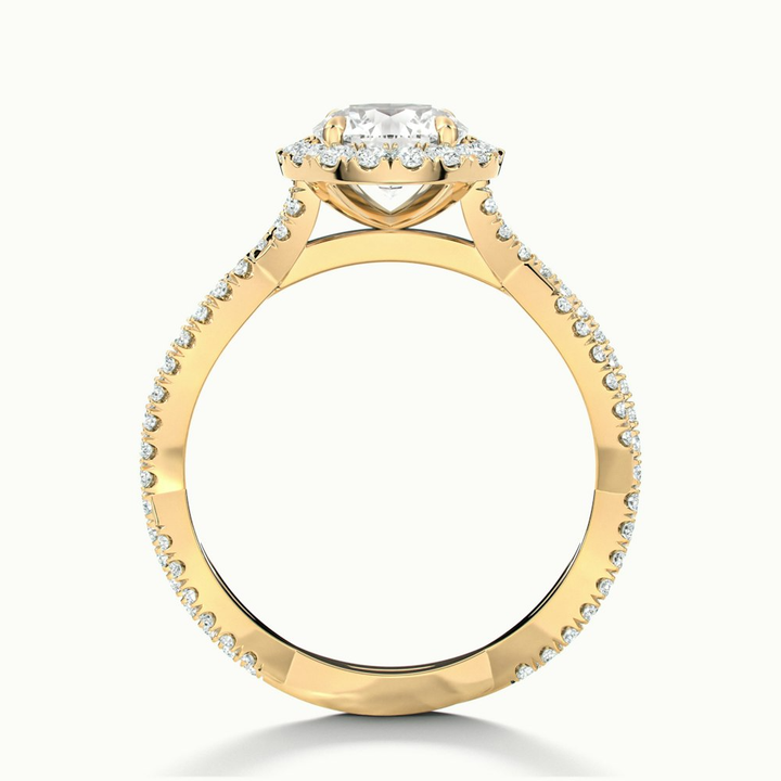 Riva 3.5 Carat Round Cut Halo Twisted Pave Moissanite Engagement Ring in 18k Yellow Gold