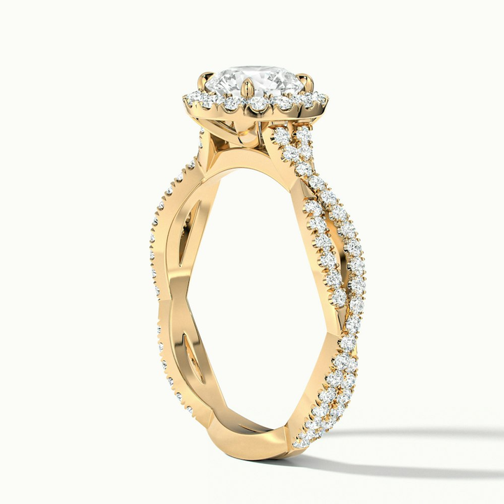 Lilly 2.5 Carat Round Cut Halo Twisted Pave Lab Grown Diamond Ring in 10k Yellow Gold