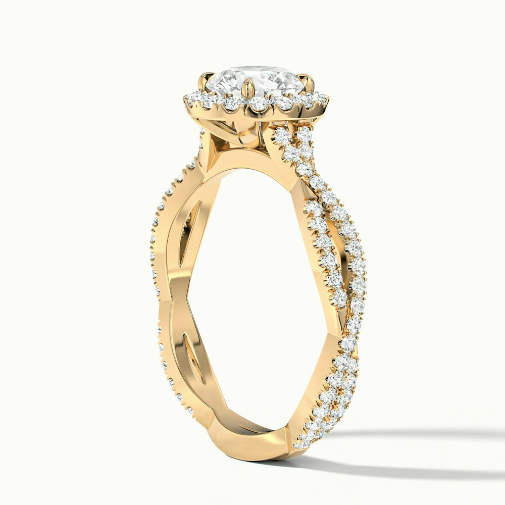 Lilly 2 Carat Round Cut Halo Twisted Pave Lab Grown Diamond Ring in 10k Yellow Gold
