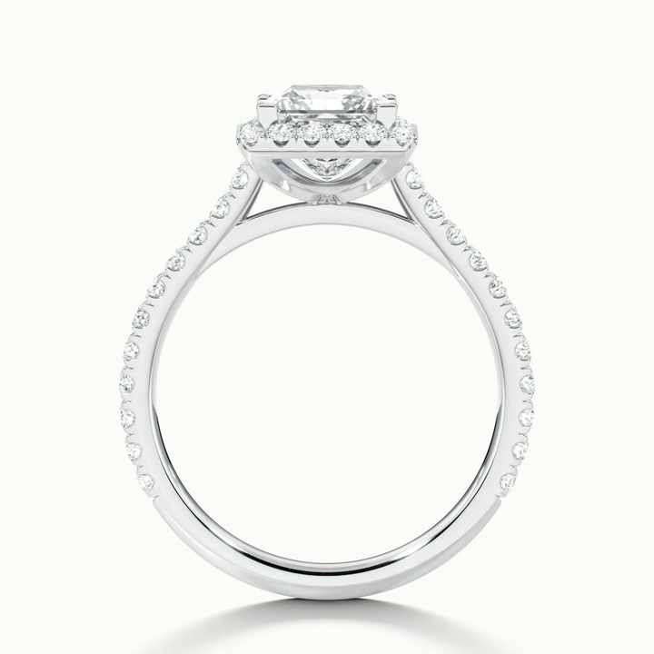 Rose 5.5 Carat Princess Halo Pave Moissanite Engagement Ring in 14k White Gold