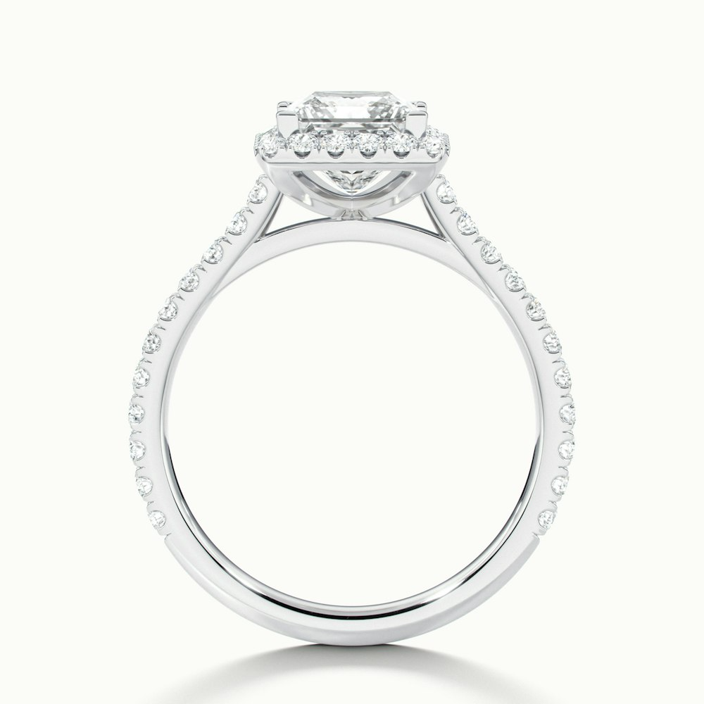 Rose 5 Carat Princess Halo Pave Moissanite Engagement Ring in Platinum