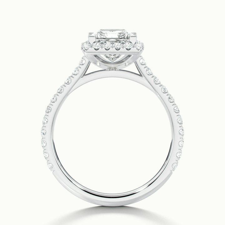 Rose 1.5 Carat Princess Halo Pave Moissanite Engagement Ring in 18k White Gold