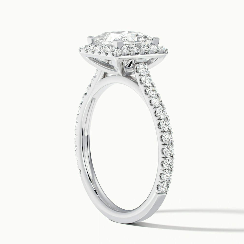 Love 4.5 Carat Princess Halo Pave Lab Grown Diamond Ring in 10k White Gold