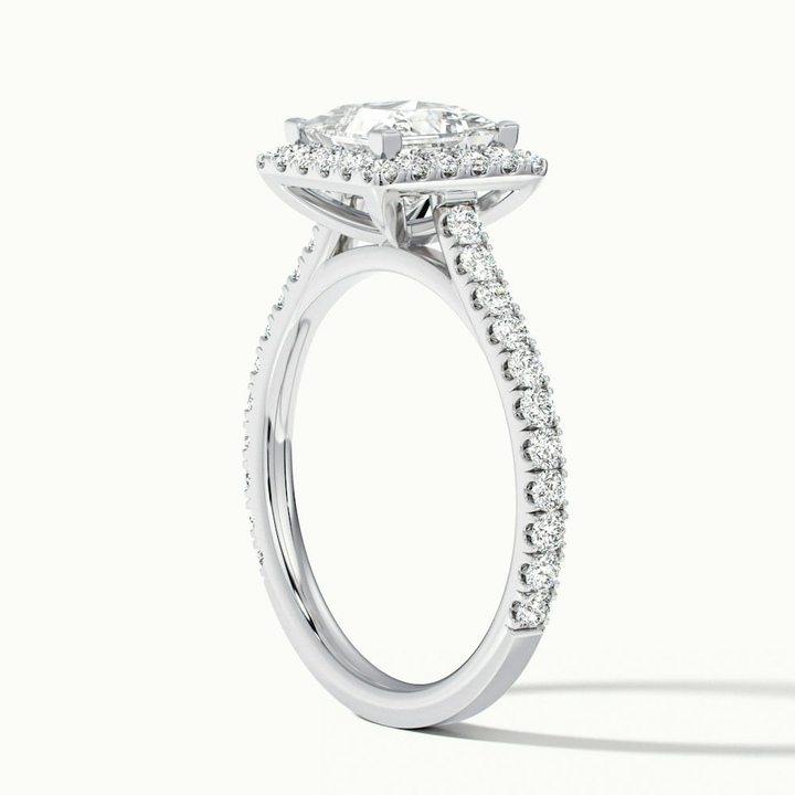 Rose 5.5 Carat Princess Halo Pave Moissanite Engagement Ring in 10k White Gold