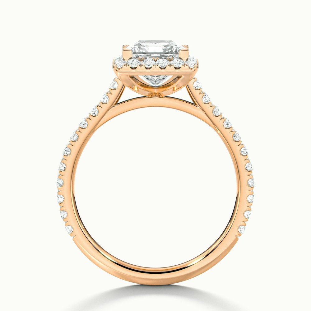 Rose 1.5 Carat Princess Halo Pave Moissanite Engagement Ring in 10k Rose Gold