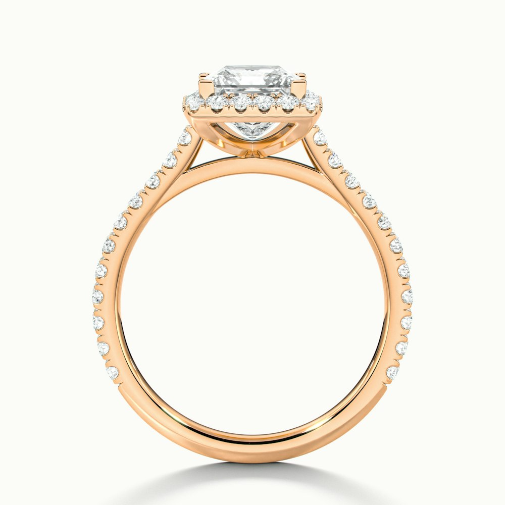 Rose 4 Carat Princess Halo Pave Moissanite Engagement Ring in 14k Rose Gold