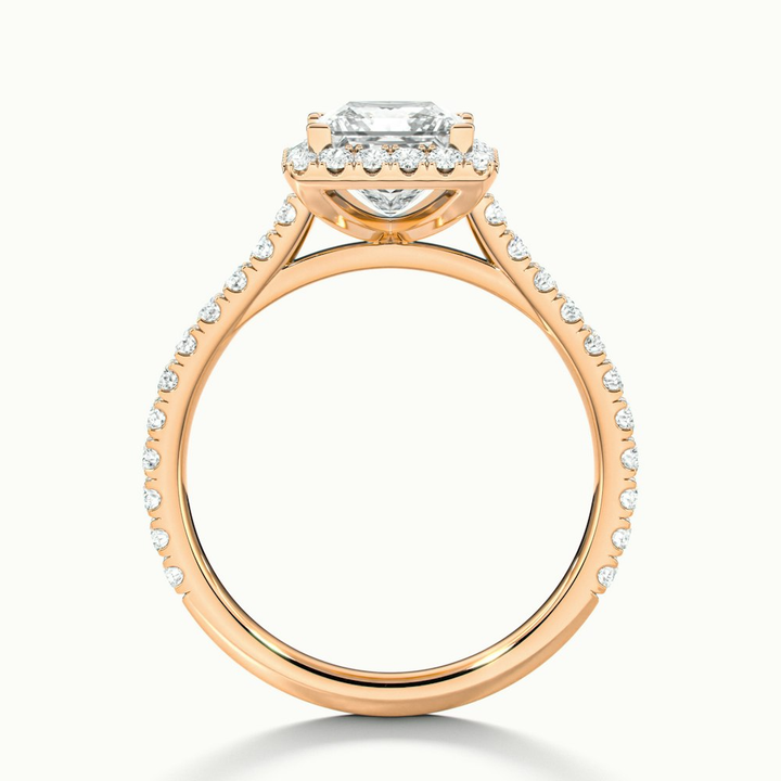 Rose 4 Carat Princess Halo Pave Moissanite Engagement Ring in 14k Rose Gold