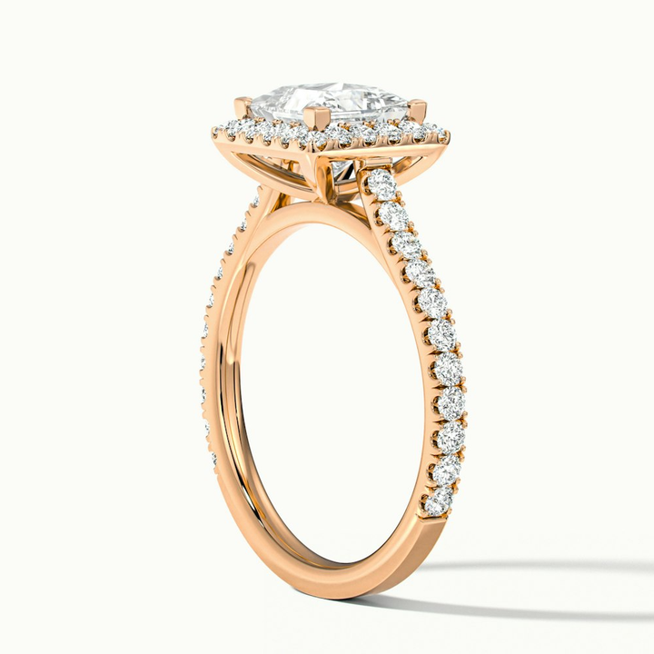 Rose 1 Carat Princess Halo Pave Moissanite Engagement Ring in 10k Rose Gold
