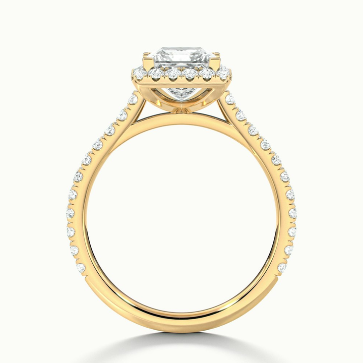 Rose 2.5 Carat Princess Halo Pave Moissanite Engagement Ring in 10k Yellow Gold