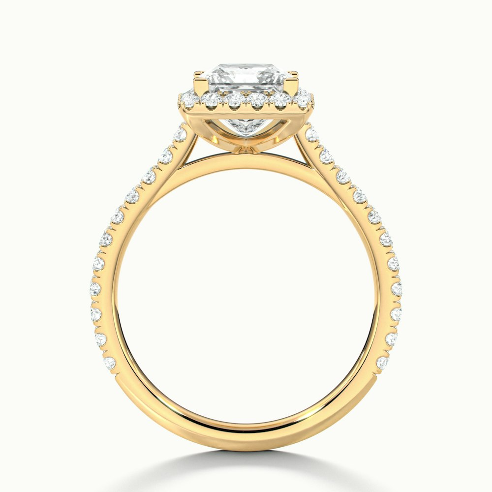 Rose 4.5 Carat Princess Halo Pave Moissanite Engagement Ring in 14k Yellow Gold