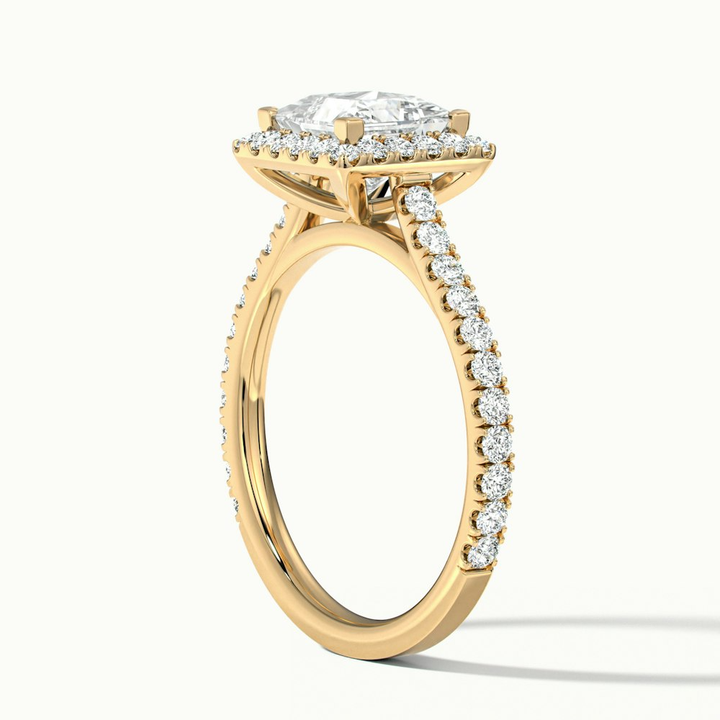 Love 4.5 Carat Princess Halo Pave Lab Grown Diamond Ring in 18k Yellow Gold