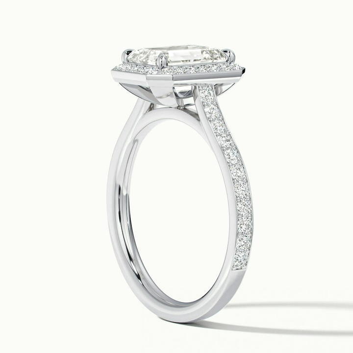 Lucy 1 Carat Emerald Cut Halo Pave Lab Grown Diamond Ring in Platinum