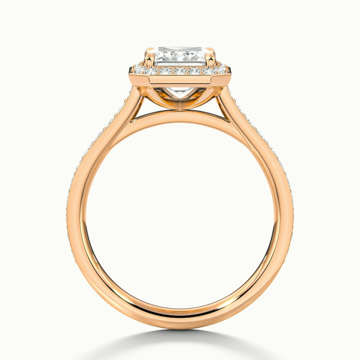 Zoya 1.5 Carat Emerald Cut Halo Pave Moissanite Engagement Ring in 18k Rose Gold