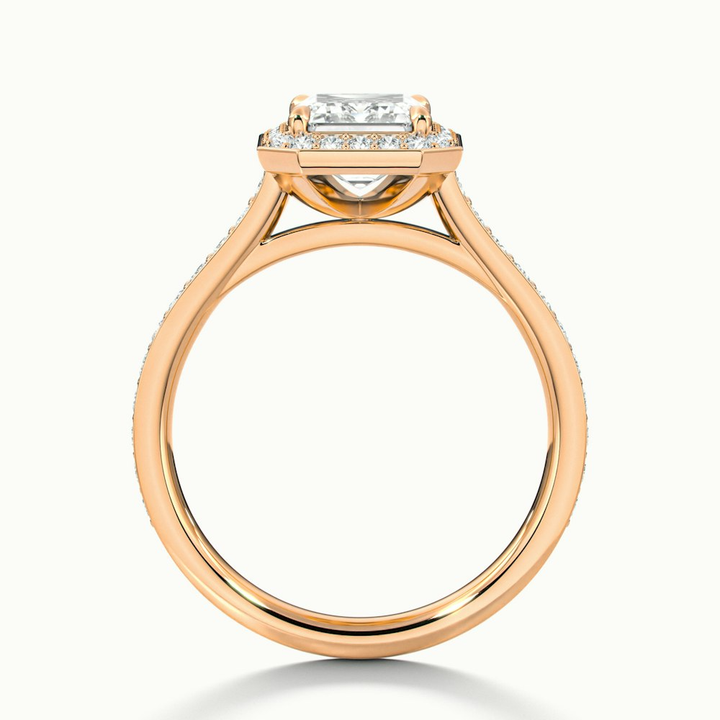 Zoya 1 Carat Emerald Cut Halo Pave Moissanite Engagement Ring in 18k Rose Gold