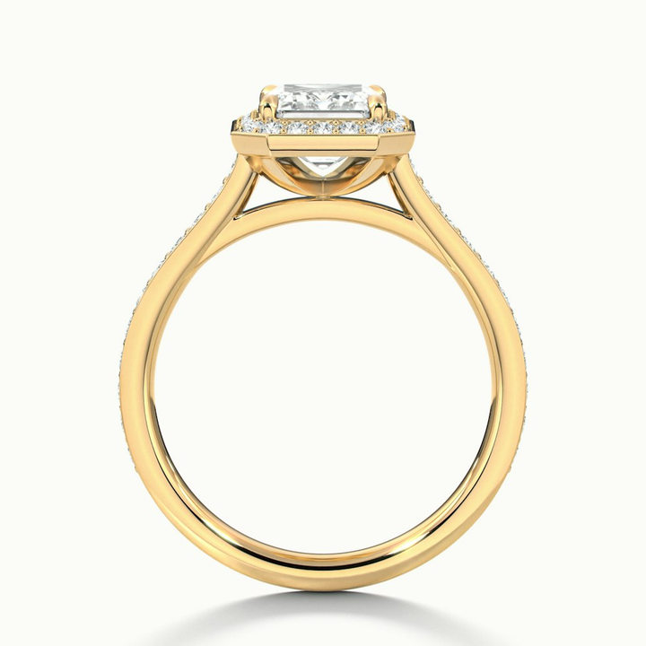 Lucy 1.5 Carat Emerald Cut Halo Pave Lab Grown Diamond Ring in 14k Yellow Gold