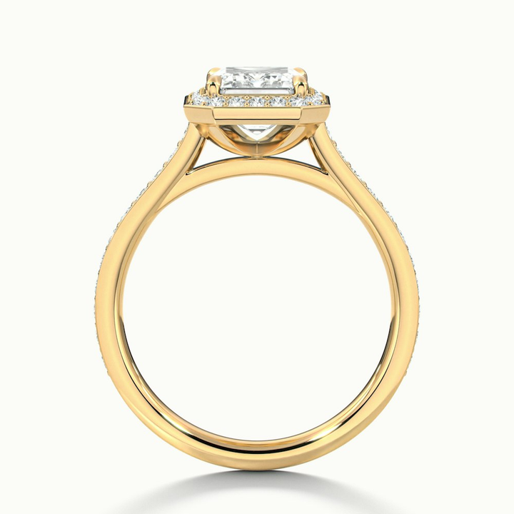 Zoya 1.5 Carat Emerald Cut Halo Pave Moissanite Engagement Ring in 18k Yellow Gold
