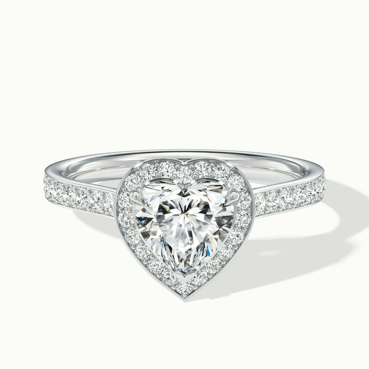 Arla 7 Carat Heart Shaped Halo Pave Moissanite Engagement Ring in 10k White Gold