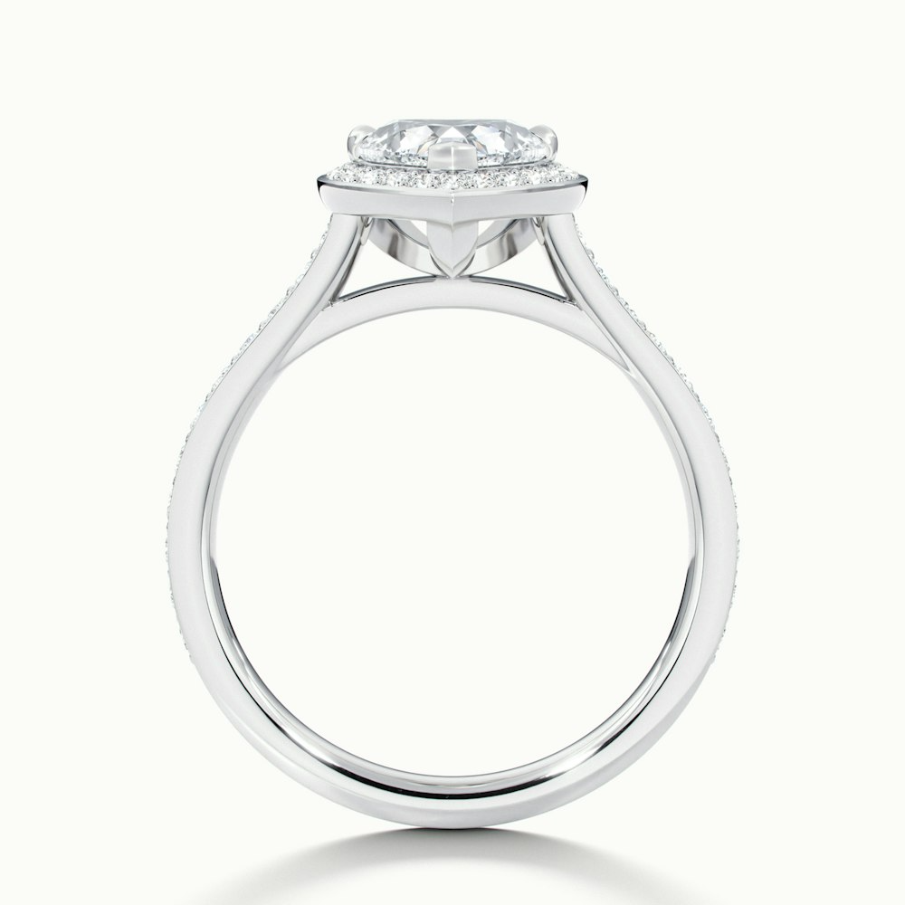 Arla 8 Carat Heart Shaped Halo Pave Moissanite Engagement Ring in 18k White Gold