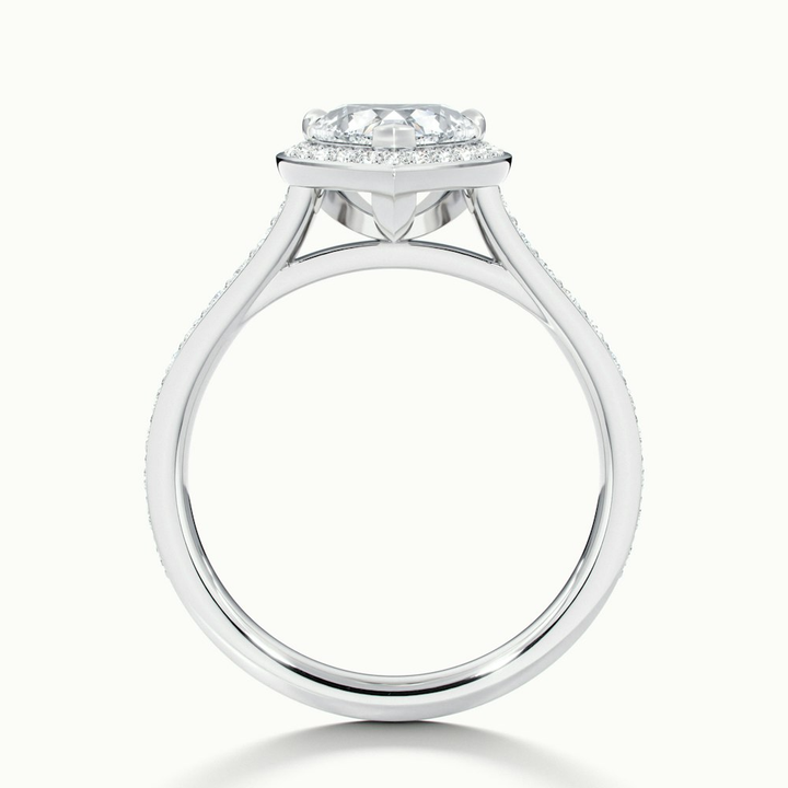 Arla 8 Carat Heart Shaped Halo Pave Moissanite Engagement Ring in 14k White Gold