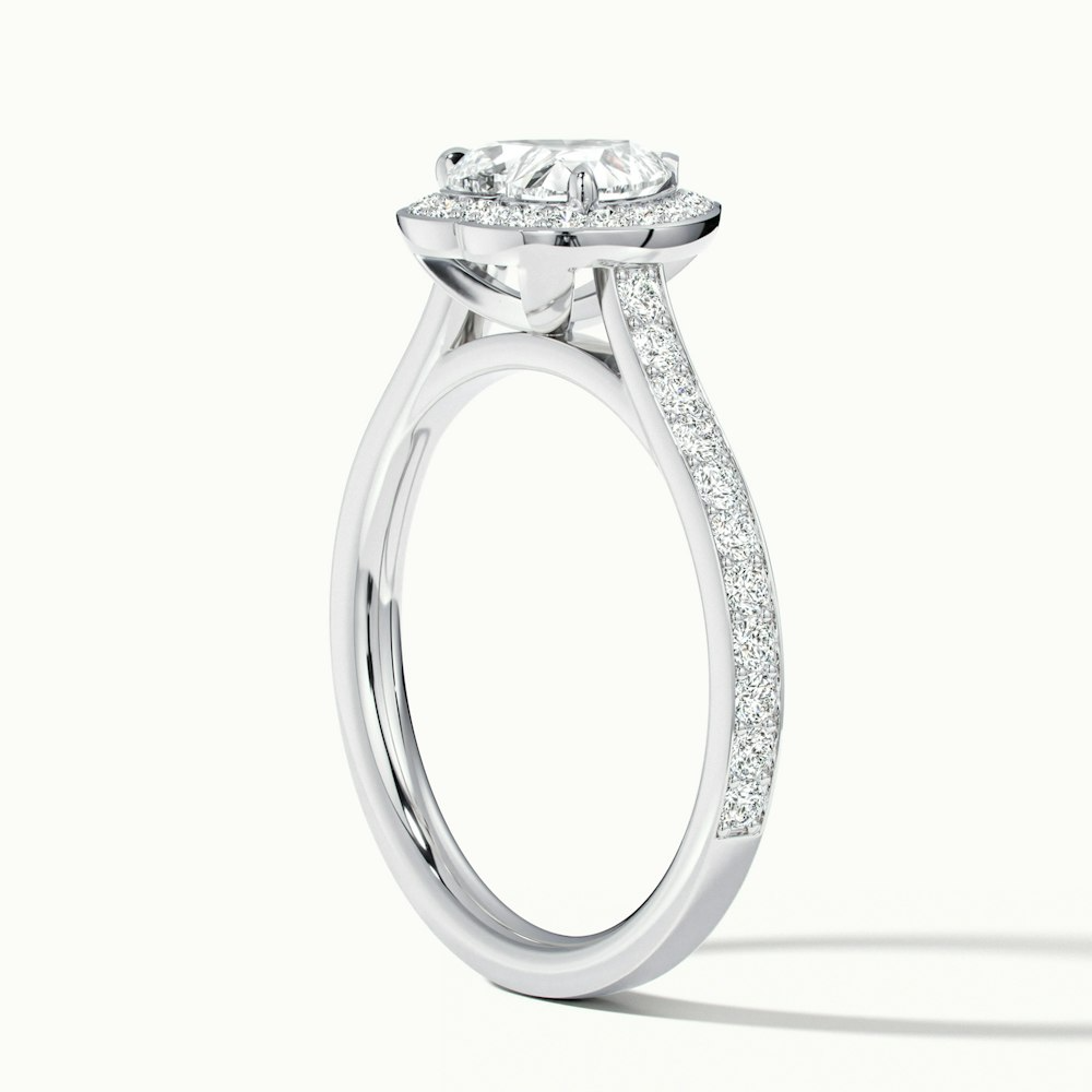 Kira 3 Carat Heart Shaped Halo Pave Moissanite Engagement Ring in 14k White Gold