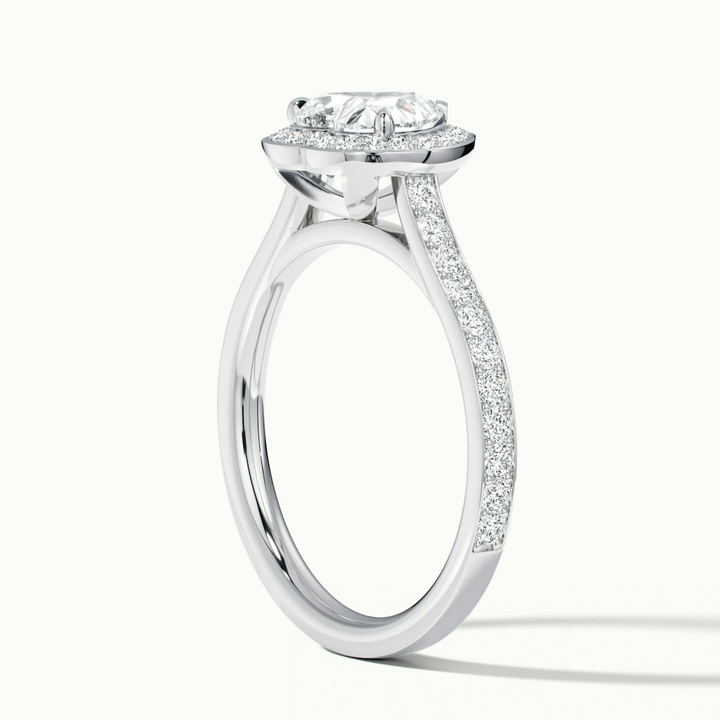 Kira 3 Carat Heart Shaped Halo Pave Moissanite Engagement Ring in 18k White Gold