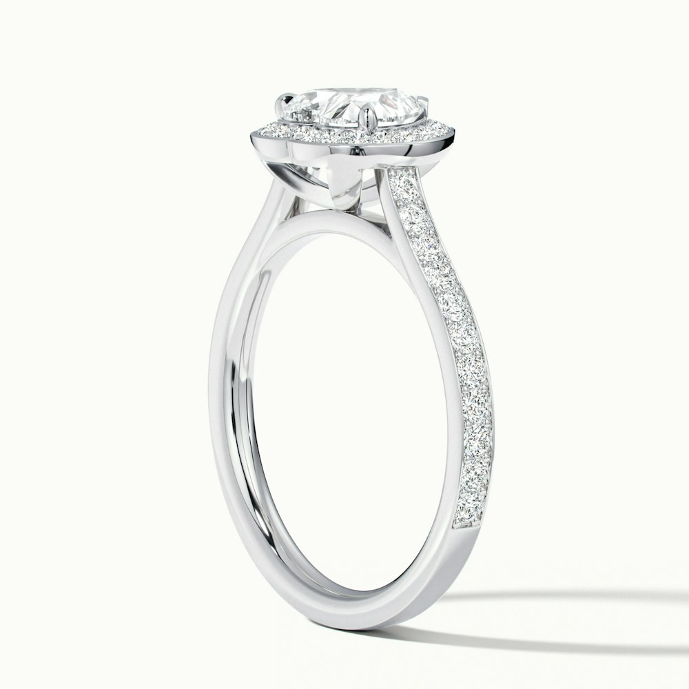Macy 2 Carat Heart Shaped Halo Pave Lab Grown Diamond Ring in 10k White Gold